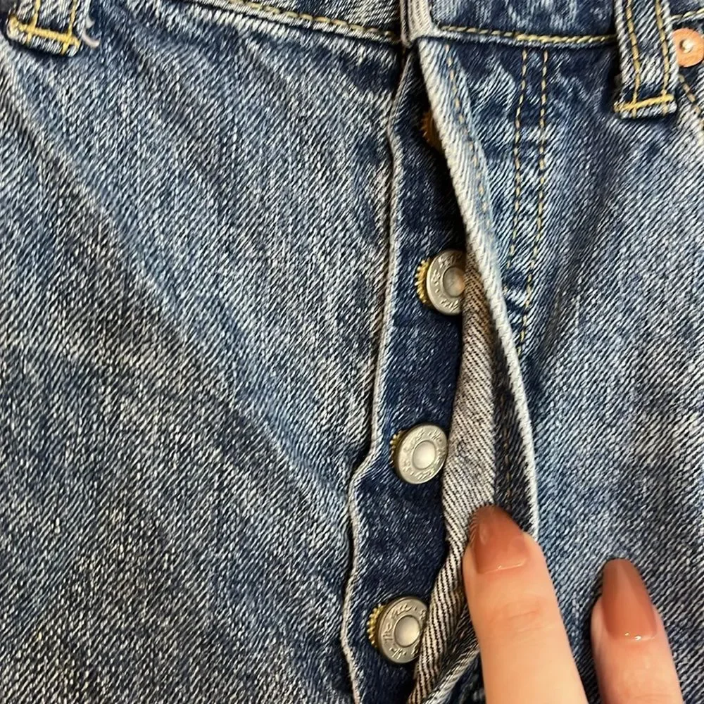 WE THE FREE PEOPLE Distressed A-Line Blue Denim Mini Skirt 28